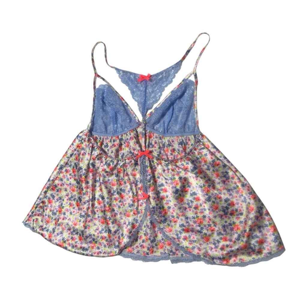 Victoria Secret Y2K Babydoll Cami Satin Florals Lace Cut Out bows Nightie sexy - Picture 6 of 16
